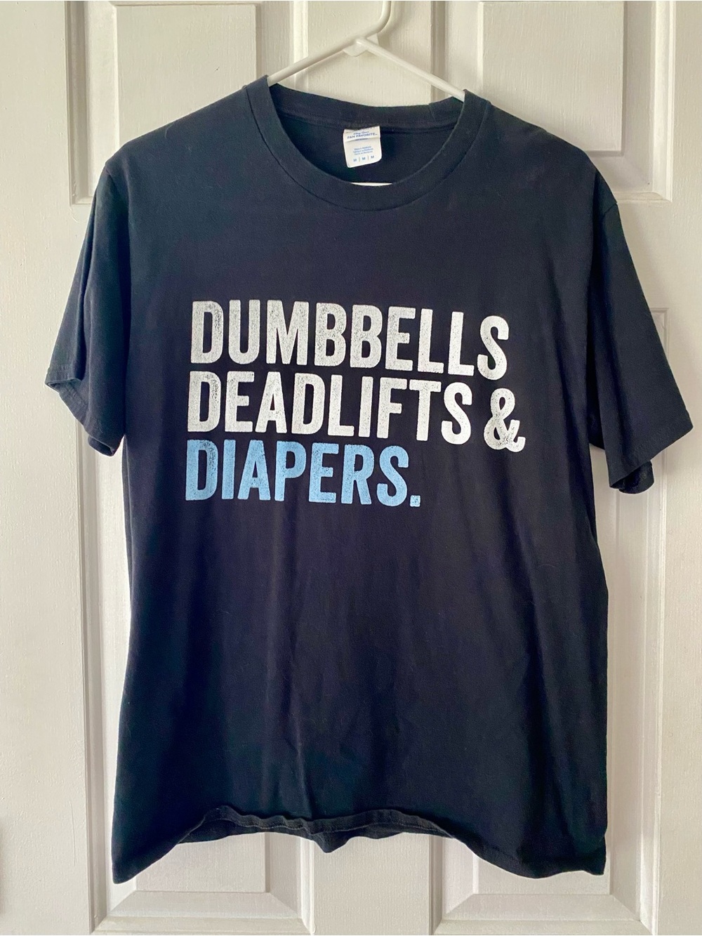 Dumbbells Deadlifts & Diapers Graphic Tee - Black